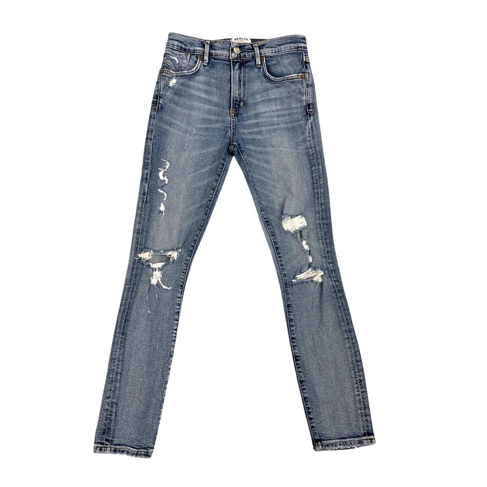 Agolde Women's Straight Leg Distressed Blue Jeans